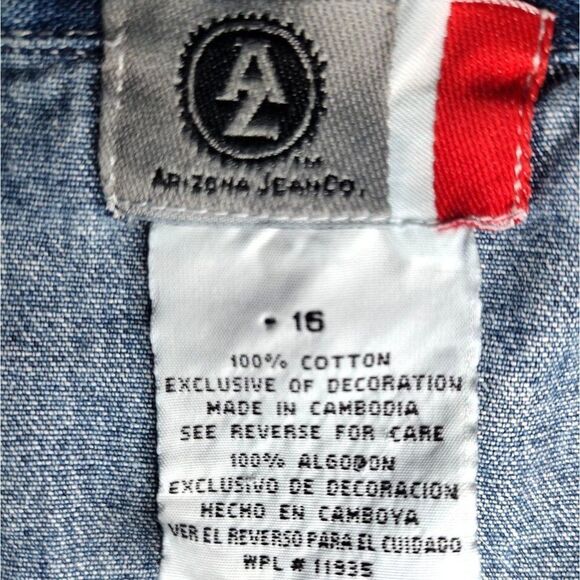 Vintage 90s Grunge Denim Jean Indie Streetwear Midi Shirt Dress / Size: 16 Teen - Picture 4 of 4